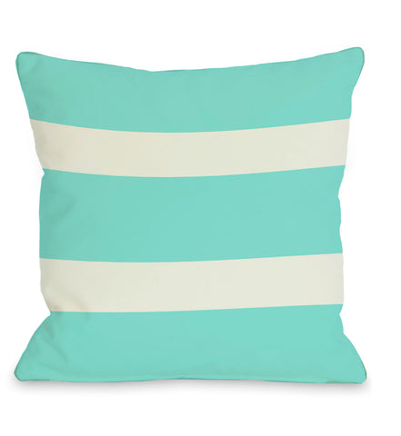Helen Stripe - Aqua Throw Pillow by OBC 18 X 18