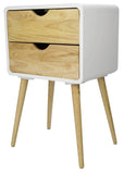 ArtFuzz 26 inch White End Table with 2 Drawers