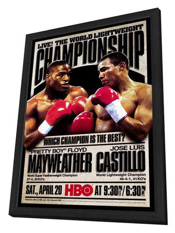 Pretty Boy Floyd Mayweather vs Jose Luis Castillo 11 x 17 Boxing Promo Poster - Style A - in Deluxe Aluminum Frame