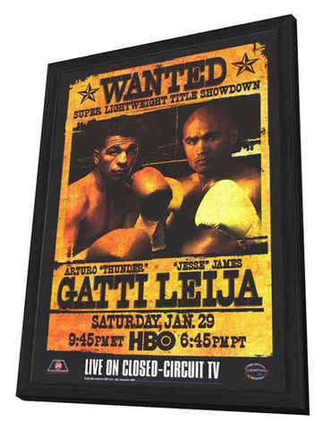 Arturo Gatti Vs James Leija 11 x 17 Boxing Promo Poster - Style A - in Deluxe Wood Frame