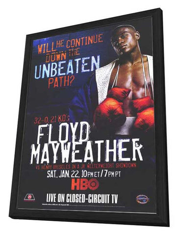 Floyd Mayweather vs Henry Bruseles 11 x 17 Boxing Promo Poster - Style A - in Deluxe Wood Frame
