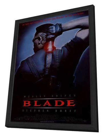 Blade 11 x 17 Movie Poster - German Style A - in Deluxe Wood Frame