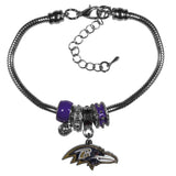 NFL Baltimore Ravens Womens Siskiyoueuro Bead Bracelet, Purple, 7.5"