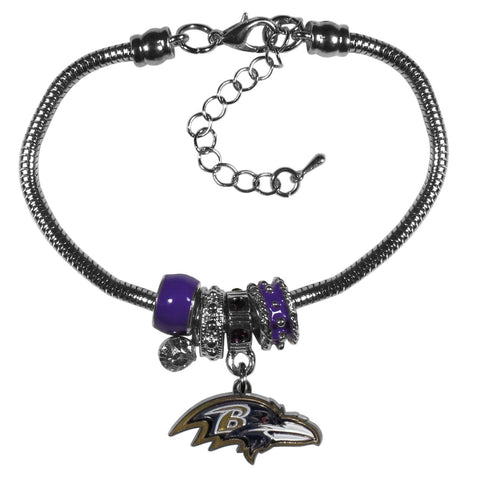 NFL Baltimore Ravens Womens Siskiyoueuro Bead Bracelet, Purple, 7.5