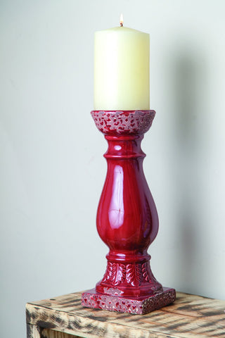 MWW Ceramic Candle Holder Wine Larg Set of 2