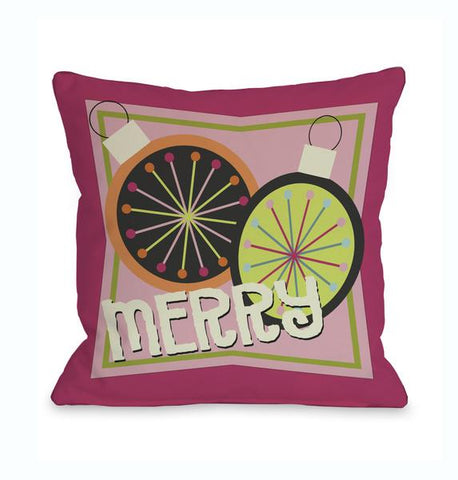 Merry Bright Ornaments Throw Pillow by Kate Ward Thacker