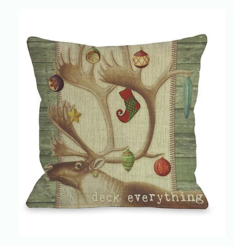 Deck Everything Antlers Throw Pillow by Kate Ward Thacker