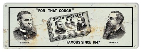 ArtFuzz Smith Bros Cough Drops Reproduction Large Nostalgic Metal Sign 9x24