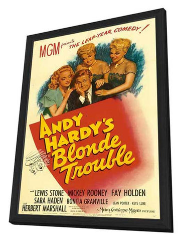 Andy Hardy's Blonde Trouble 11 x 17 Movie Poster - Style A - in Deluxe Aluminum Frame