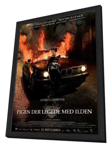 The Girl Who Played with Fire 11 x 17 Movie Poster - Danish Style B - in Deluxe Aluminum Frame