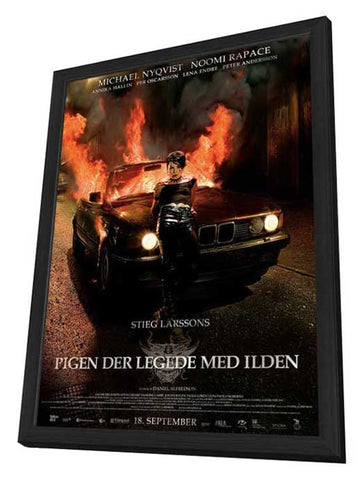The Girl Who Played with Fire 11 x 17 Movie Poster - Danish Style B - in Deluxe Wood Frame