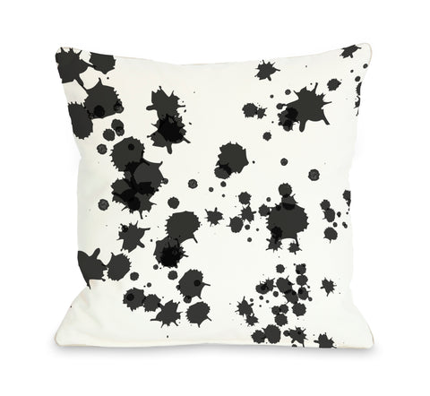 Eva Splatters - White Black Throw Pillow by OBC 18 X 18