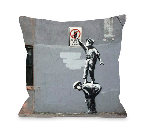 Graffiti is a Crime Throw Pillow by Banksy 18 X 18