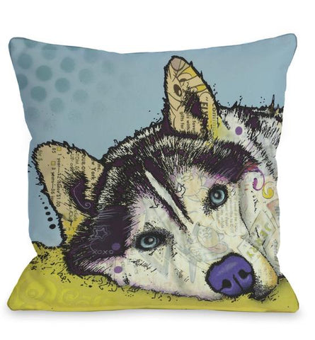 Siberian Husky Throw Pillow by Dean Russo