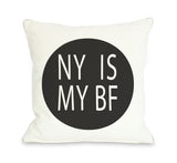 NY Is My BF Circle - Black Throw Pillow by OBC 18 X 18