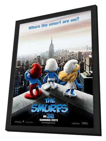 The Smurfs 11 x 17 Movie Poster - Style A - in Deluxe Aluminum Frame