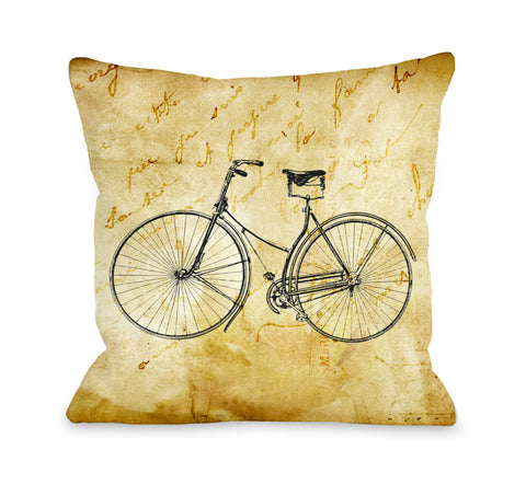 Vintage Bike Throw Pillow by OBC 18 X 18