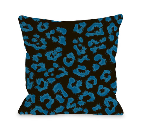 Chester Cheetah - Black Blue Throw Pillow by OBC 18 X 18