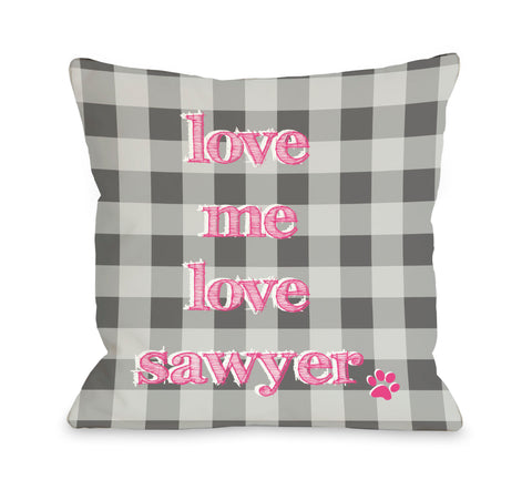 Plaid Love Me Love My Dog Personalized Throw Pillow by OBC 18 X 18