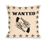 Wanted Stars and Guns - Ivory Throw Pillow by OBC 18 X 18