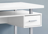 ArtFuzz 31 inch White Particle Board and Silver Metal Computer Desk with a Hollow Core