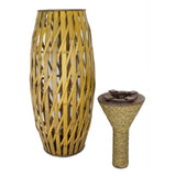 ArtFuzz 41 inch Brown Metal and Bamboo Vase