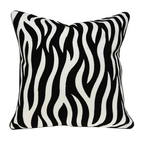 ArtFuzz 20 inch X 7 inch X 20 inch Transitional Black and White Zebra Pillow Cover with Poly Insert