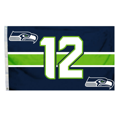 NFL Seattle Seahawks Flag with Grommets, 3' X 5', Blue/Green
