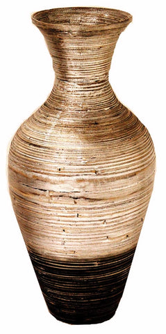ArtFuzz 25 inch Spun Bamboo Floor Vase - Bamboo in Silver and Black