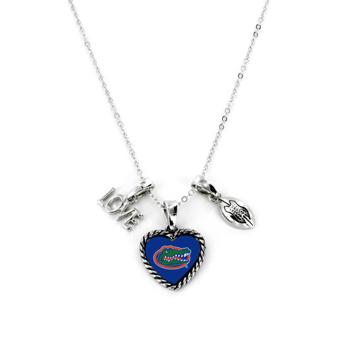 Aminco International NCAA Florida Gators Charmed Love Football Necklace