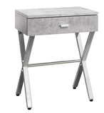 ArtFuzz 22.25 inch Grey Cement Particle Board and Chrome Metal Accent Table