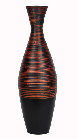 ArtFuzz 36 inch Spun Bamboo Floor Vase - Distressed Red & Matte Black