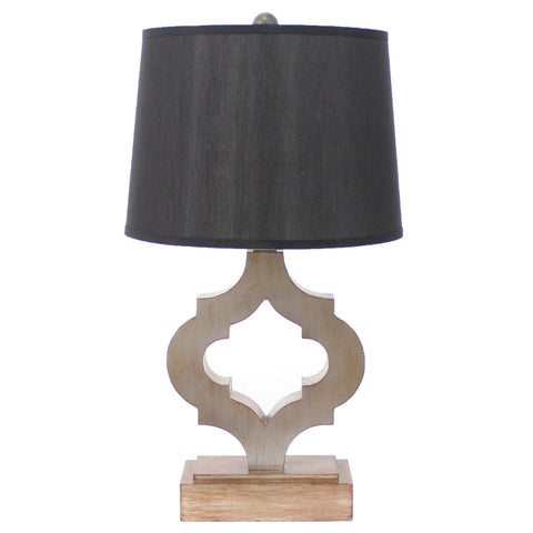 ArtFuzz 26 inch X 25 inch X 7 inch Black Traditional Wooden Table Lamp with Linen Shade