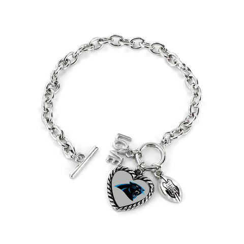 Aminco International NFL Carolina Panthers Charmed Love Football Bracelet