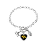 Aminco International NCAA Iowa Hawkeyes Charmed Love Football Bracelet
