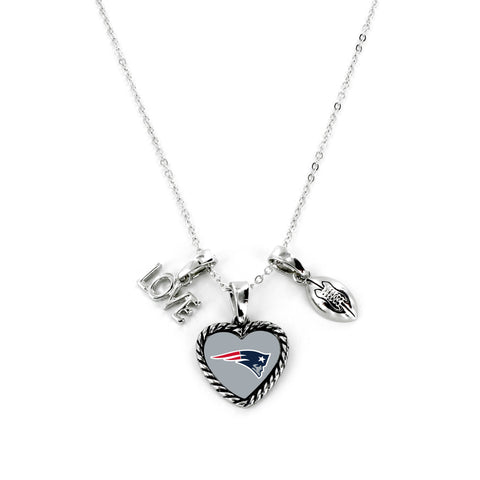 Aminco International NFL New England Patriots Charmed Love Football Necklace