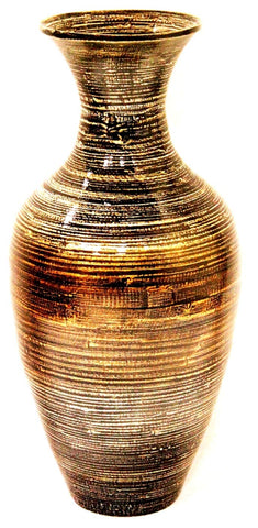ArtFuzz 25 inch Spun Bamboo Floor Vase - Bamboo in Black and Gold