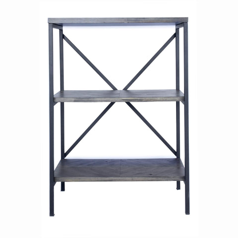 ArtFuzz 30.25 inch Grey Metal, Wood, and MDF Bookcase with 3 Shelves