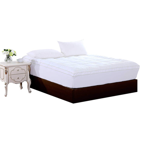 17 inch Square Quilted Accent Queen Piping Mattress Pad with Fitted Cover
