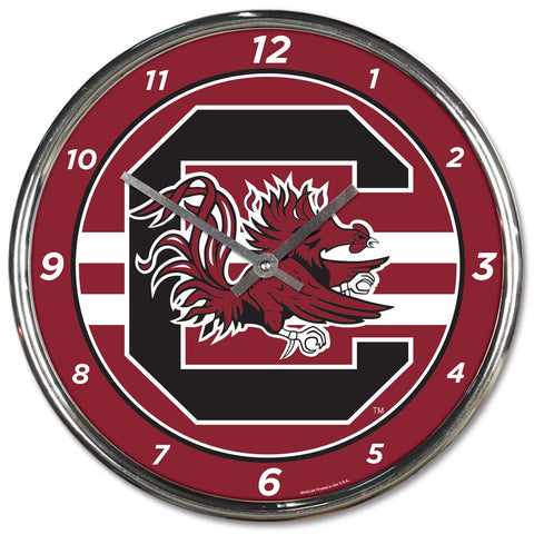 WinCraft NCAA South Carolina Fighting Gamecocks Chrome Round Wall Style Clock, One Size, Team Color