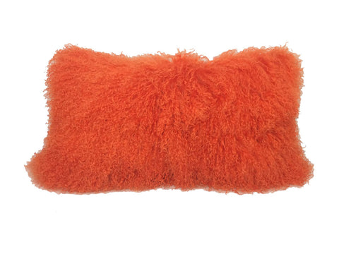 ArtFuzz Outrageous Orange Tibetan Lamb Pillow