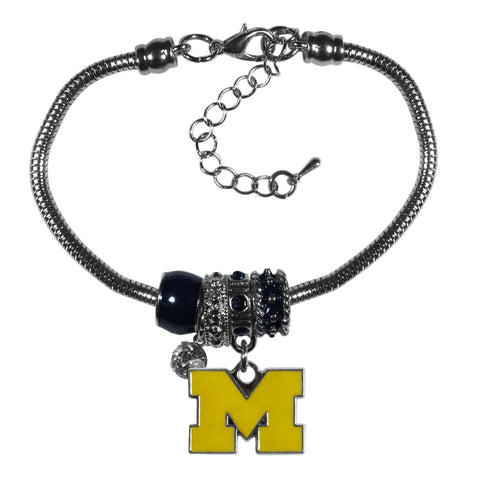 Siskiyou NCAA Michigan Wolverines Euro Bead Bracelet