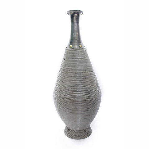 ArtFuzz 34 inch Black Metal and Bamboo Vase