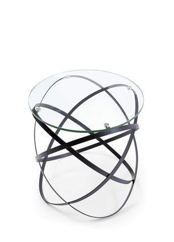 ArtFuzz Side Table 10Mm Clear Glass Top Black Lacquer Metal Base