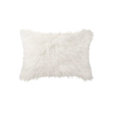 ArtFuzz 12 inch X 20 inch Off White Faux Fur Pillow