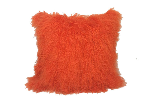 ArtFuzz Outrageous Orange Tibetan Lamb Pillow