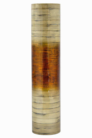 ArtFuzz 32 inch Spun Bamboo Stovepipe Floor Vase - Metallic Orange & Natural Bamboo