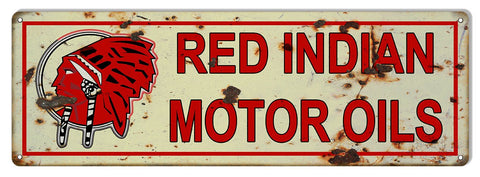 ArtFuzz Red Indian Man Cave Reproduction Gas Station Metal Sign 9x30