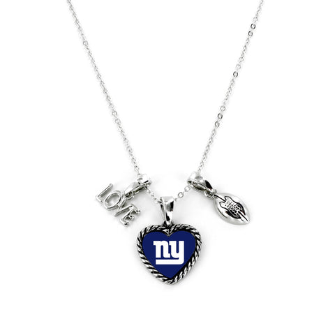 Aminco International NFL New York Giants Charmed Love Football Necklace