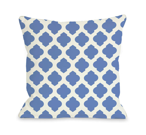 All Over Moroccan Pillow, Palace Blue Ivory